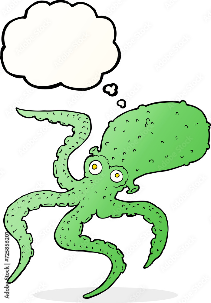Naklejka premium cartoon octopus with thought bubble