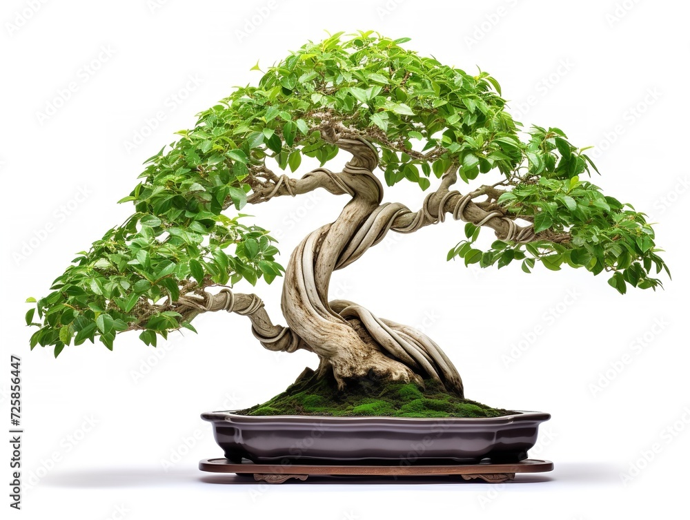 Potted Bonsai Tree Miniature Garden Isolated on White Background AI Generated Potted Bonsai Tree Miniature Garden Isolated on White Background AI Generated