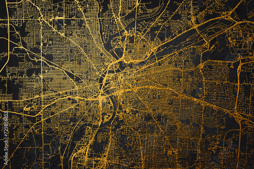 Fototapeta Naklejka Na Ścianę i Meble -  Munich, Germany City Map Style Gold, Munich City Map Poster Wall Art Home Decor, Munich City Gold Map.