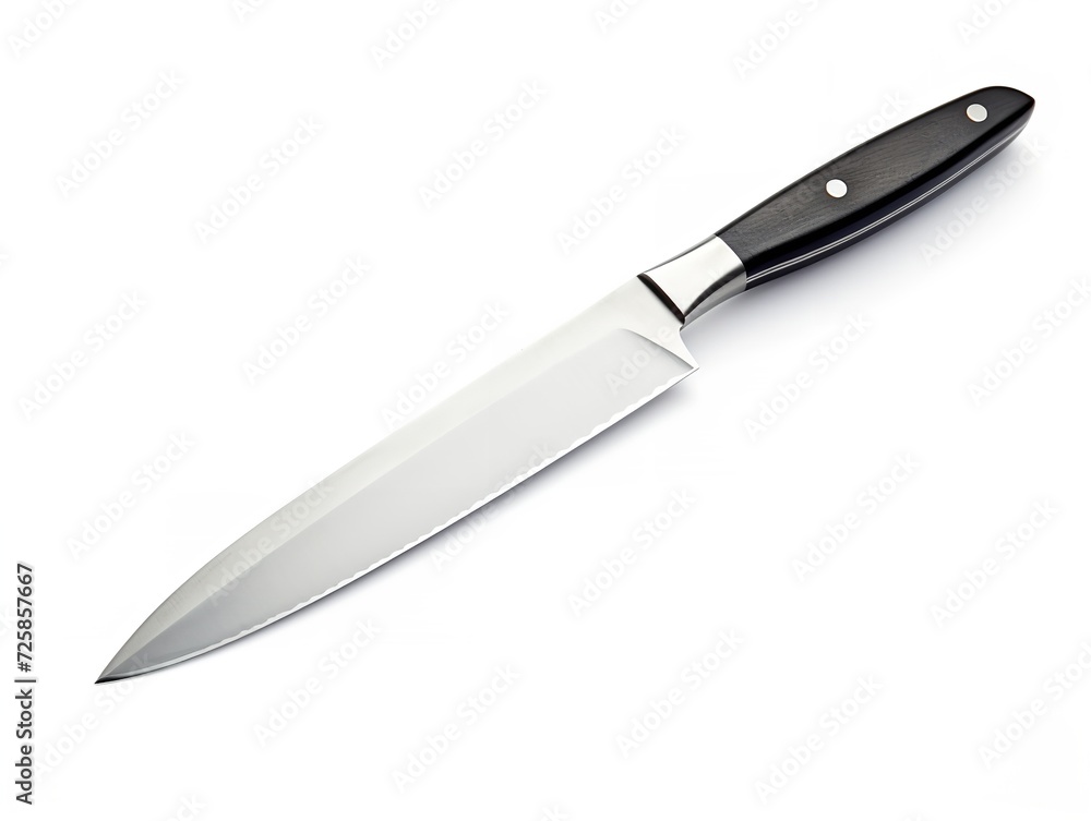 Stainless Steel Knife Precision Cutting Isolated on White Background AI Generated Stainless Steel Knife Precision Cutting Isolated on White Background AI Generated