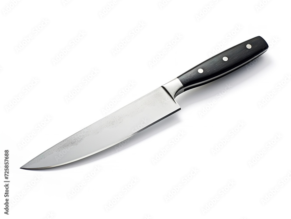 Stainless Steel Knife Precision Cutting Isolated on White Background AI Generated Stainless Steel Knife Precision Cutting Isolated on White Background AI Generated