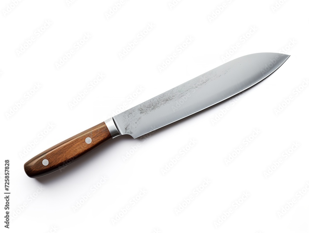 Stainless Steel Knife Precision Cutting Isolated on White Background AI Generated Stainless Steel Knife Precision Cutting Isolated on White Background AI Generated