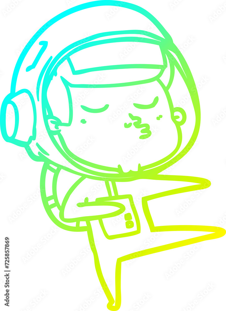 cold gradient line drawing cartoon confident astronaut cold gradient line drawing cartoon confident astronaut
