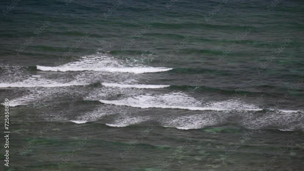 Foaming, rolling ocean waves - wide, high shot Foaming, rolling ocean waves - wide, high shot