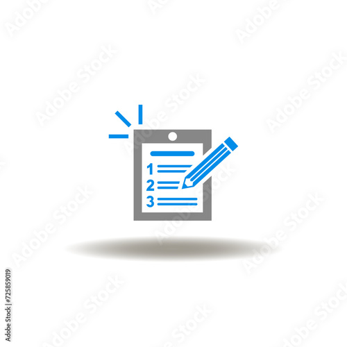 Vector illustration of checklist exclamation with pencil. Icon of recovery plan. Symbol of goals, plan, action new year 2024.