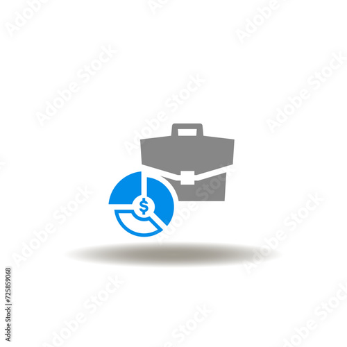 Vector illustration of briefcase with diagram. Icon of ETF Exchange Traded Funds. Symbol of bonds.