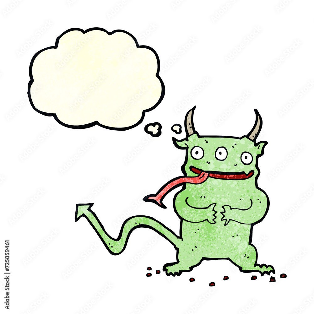 cartoon little demon with thought bubble cartoon little demon with thought bubble