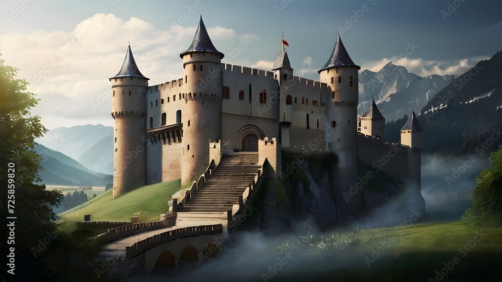 Beautiful medieval castle in the mountains Beautiful medieval castle in the mountains