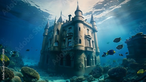 Castle underwater in the Red Sea photo