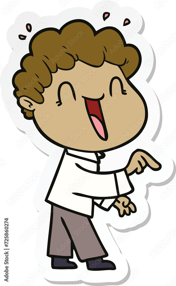 sticker of a cartoon happy man sticker of a cartoon happy man