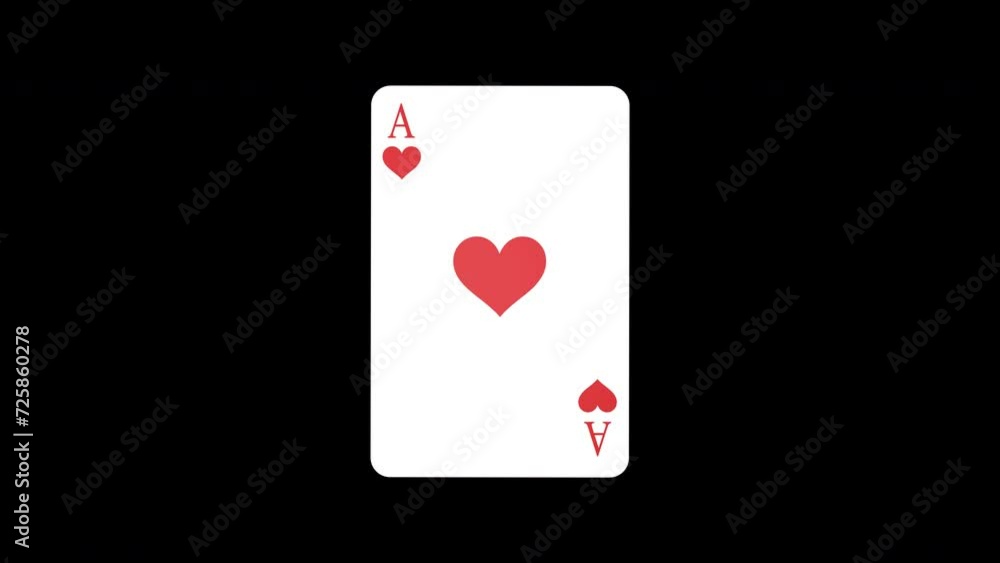 Rotating Ace of Heart Playing Poker Card Animation, on Alpha Channel, Loop
Rotating Ace of Heart Playing Poker Card Animation, on Alpha Channel, Loop