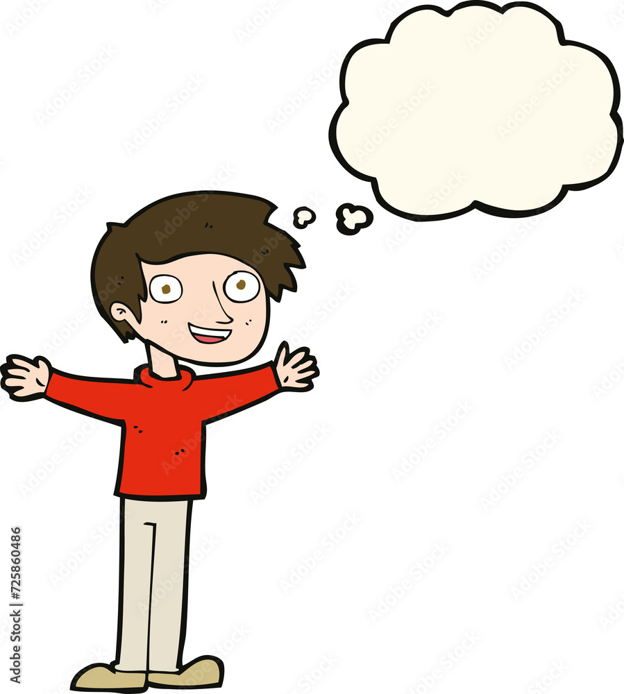 cartoon enthusiastic man with thought bubble cartoon enthusiastic man with thought bubble