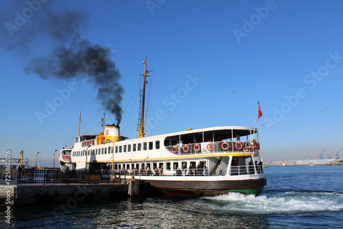 passenger ferry boat at the kadikoy port in Istanbul photo