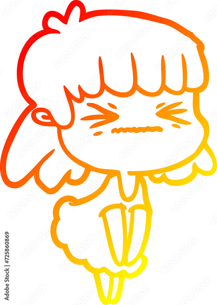 warm gradient line drawing cartoon angry girl warm gradient line drawing cartoon angry girl