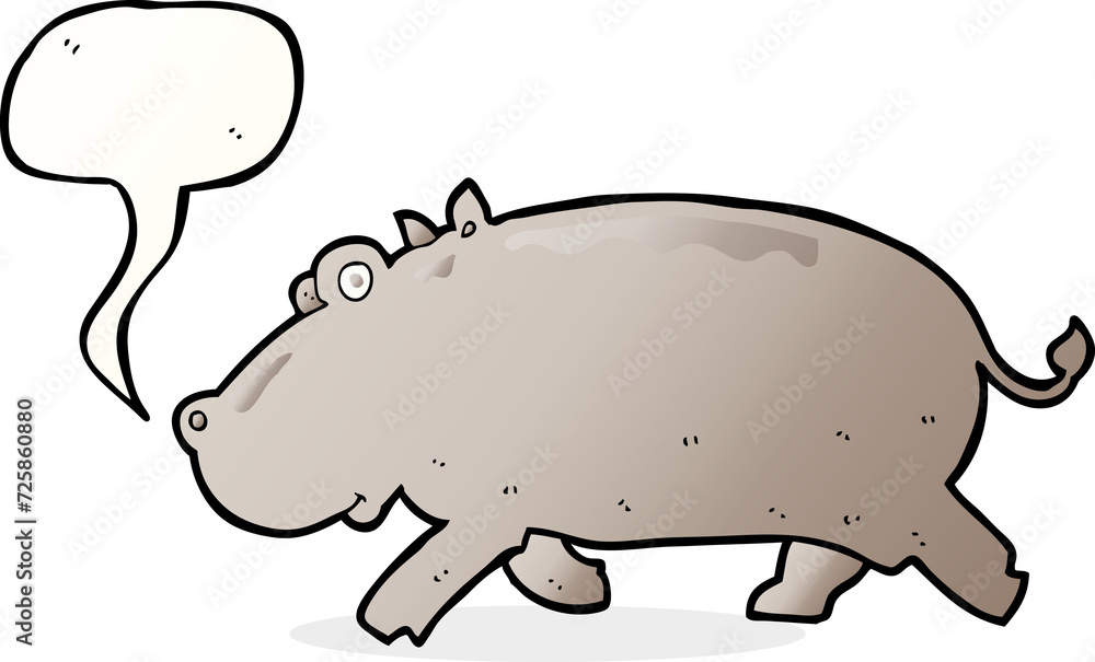 cartoon hippopotamus with speech bubble cartoon hippopotamus with speech bubble