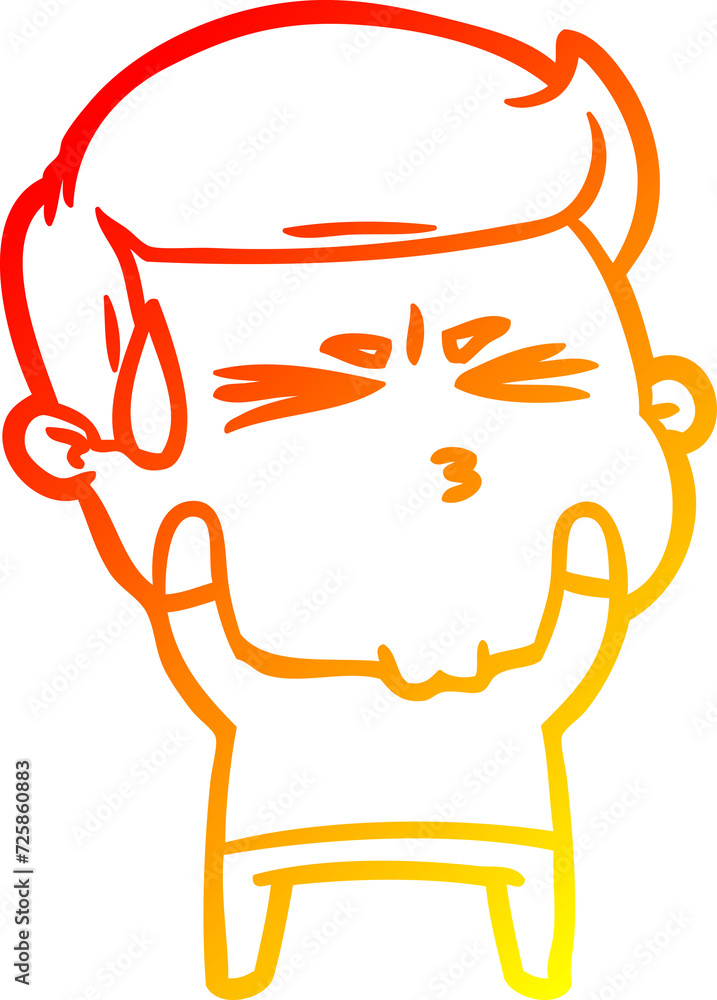 warm gradient line drawing cartoon frustrated man warm gradient line drawing cartoon frustrated man
