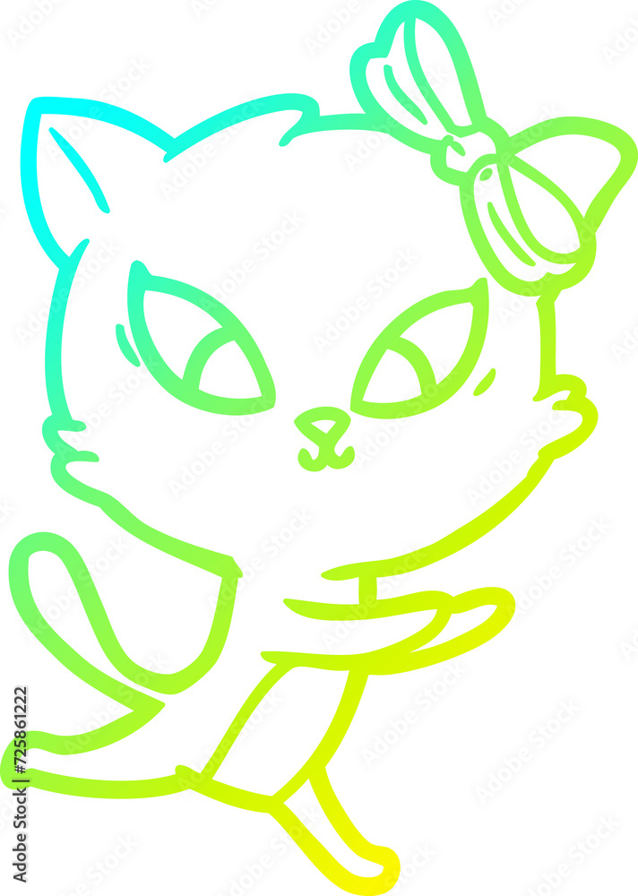 cold gradient line drawing cartoon cat cold gradient line drawing cartoon cat