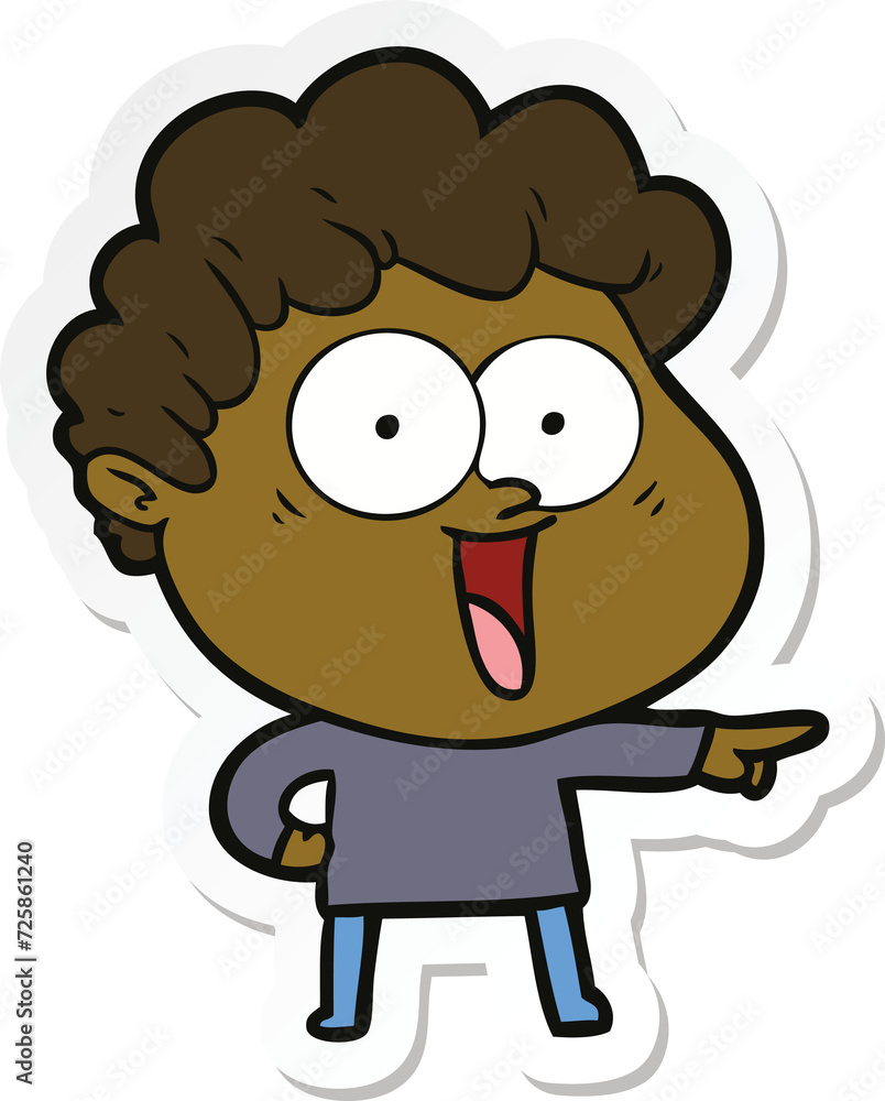 sticker of a cartoon happy man sticker of a cartoon happy man