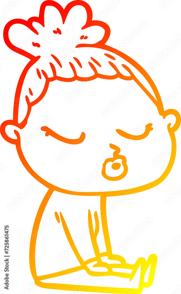 warm gradient line drawing cartoon calm woman warm gradient line drawing cartoon calm woman