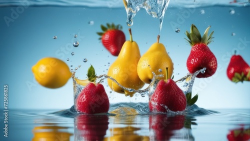 fruit in water.  generative, ai. © Oleksii
