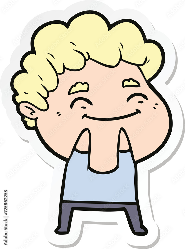 sticker of a cartoon friendly man