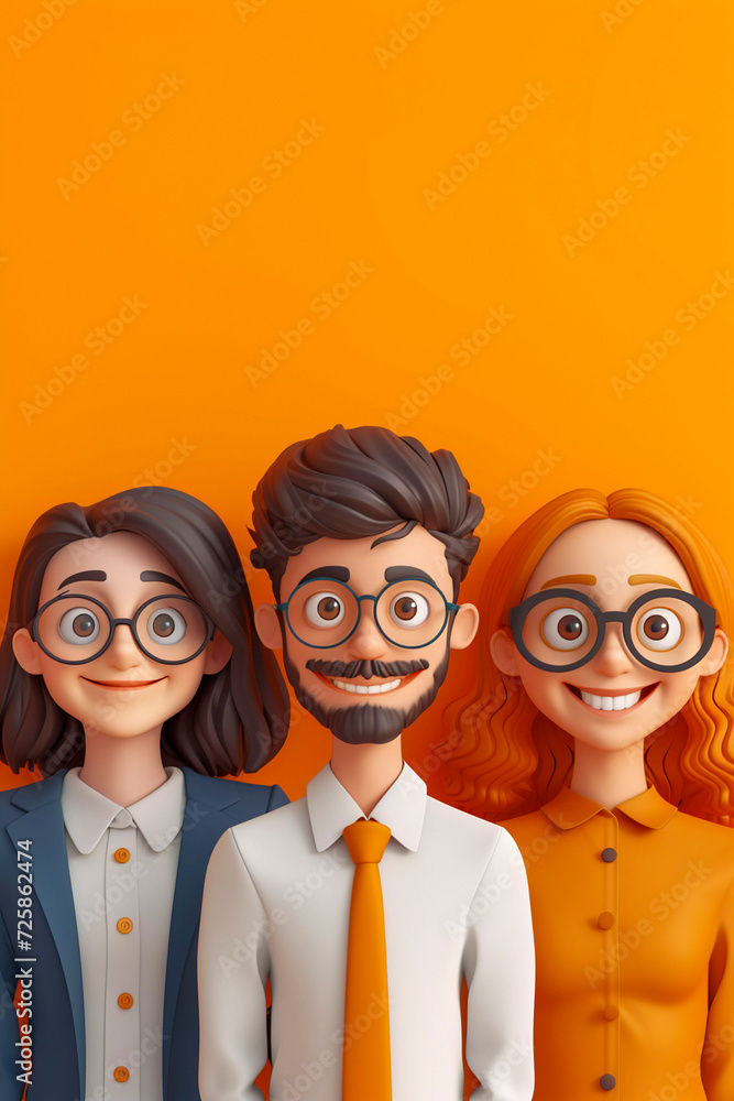 Fototapeta premium Happy smiling people in 3D style illustration, Generative AI