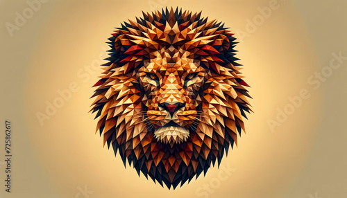 Geometric polygon lion head. photo