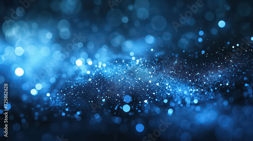 blue luxury glitter and bokeh particles, blue bokeh background, holiday festival background