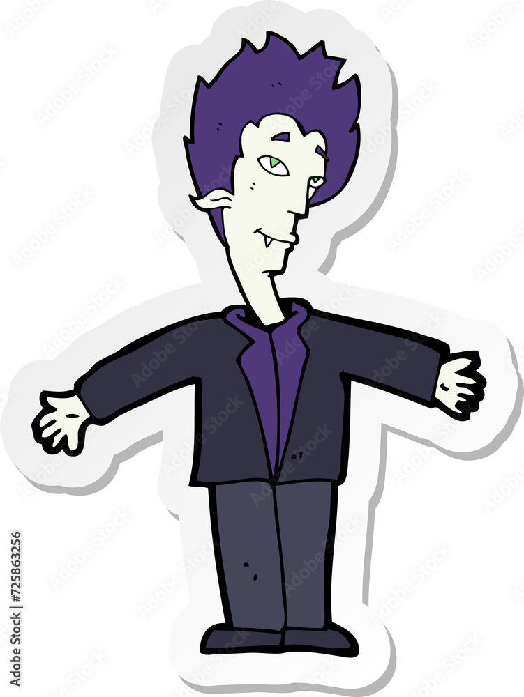sticker of a cartoon happy vampire sticker of a cartoon happy vampire