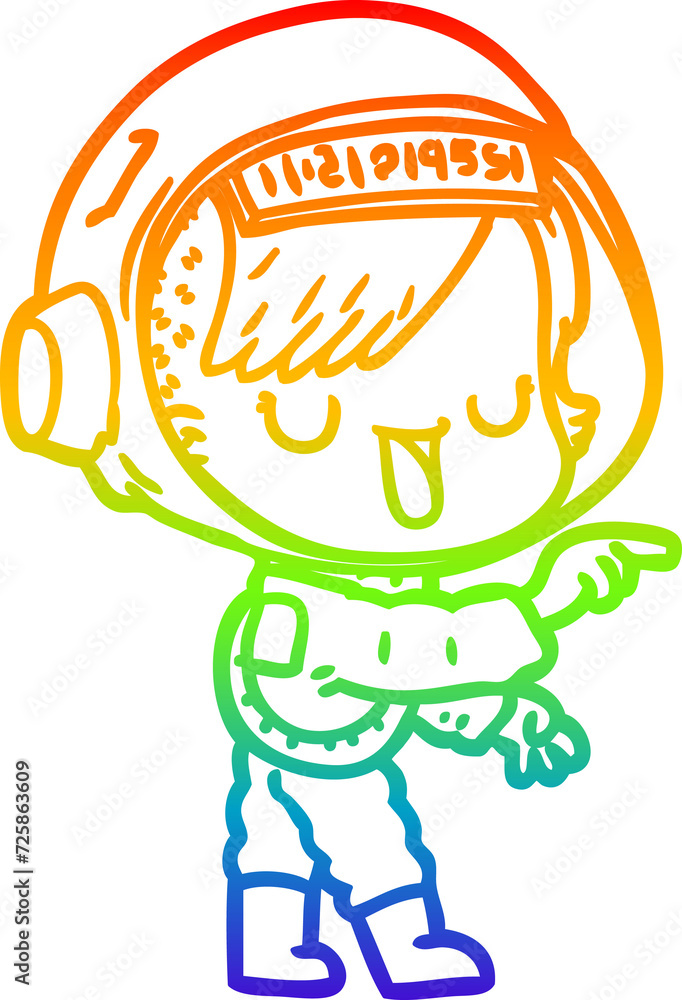 rainbow gradient line drawing cartoon astronaut woman rainbow gradient line drawing cartoon astronaut woman