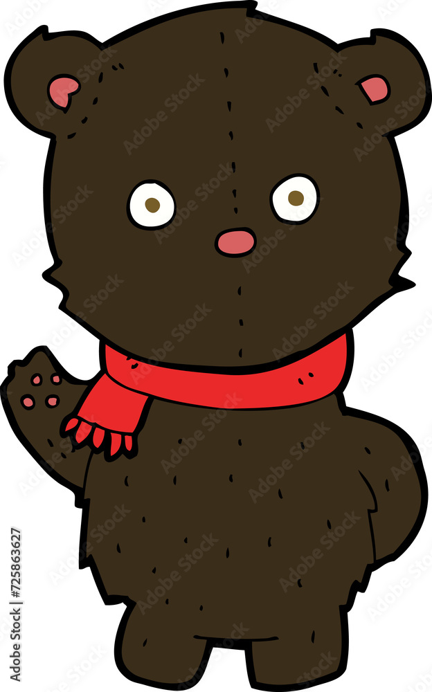 cartoon waving black bear cub cartoon waving black bear cub