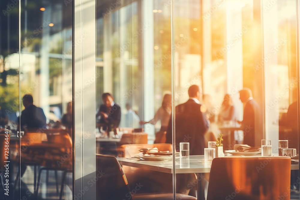 Abstract blurred office interior with soft, blurred people meeting at table. Business concept Abstract blurred office interior with soft, blurred people meeting at table. Business concept