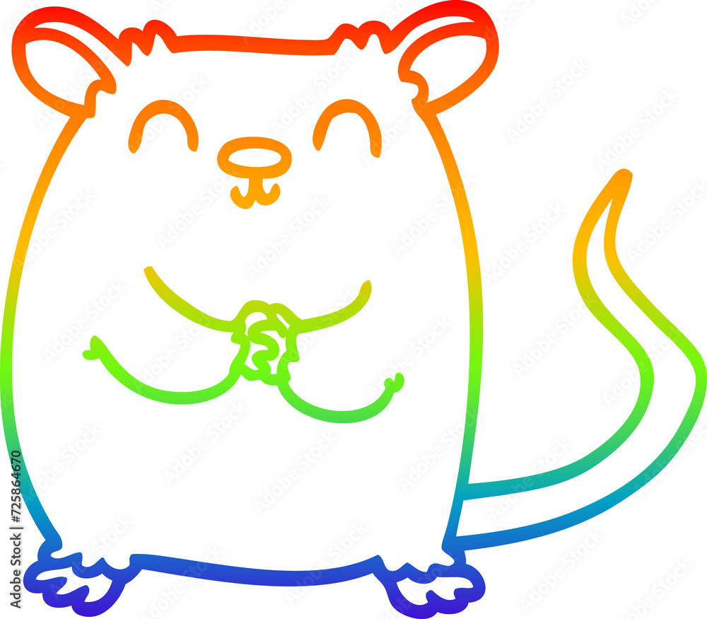Obraz premium rainbow gradient line drawing cartoon mouse