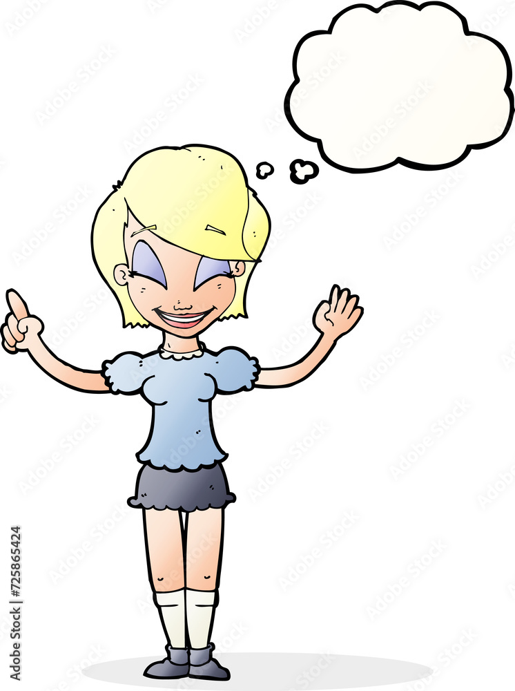 cartoon pretty girl with idea with thought bubble cartoon pretty girl with idea with thought bubble