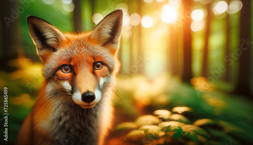 Enchanted Encounter: A Red Fox in the Sunlit Woodlands