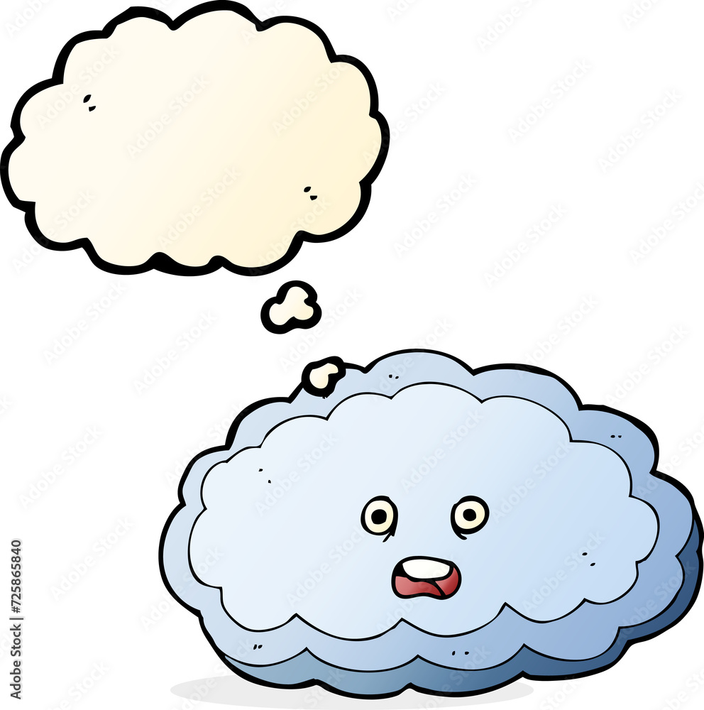 cartoon decorative cloud with thought bubble