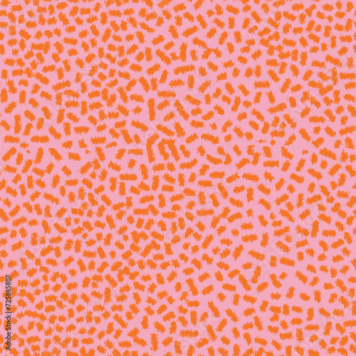pink orange colours polka dots  hand abstract draw minimal seamless geo pattern in vector . Shibori print. Watercolour  batik. Handmade shirt tie dye Japan traditional tile.