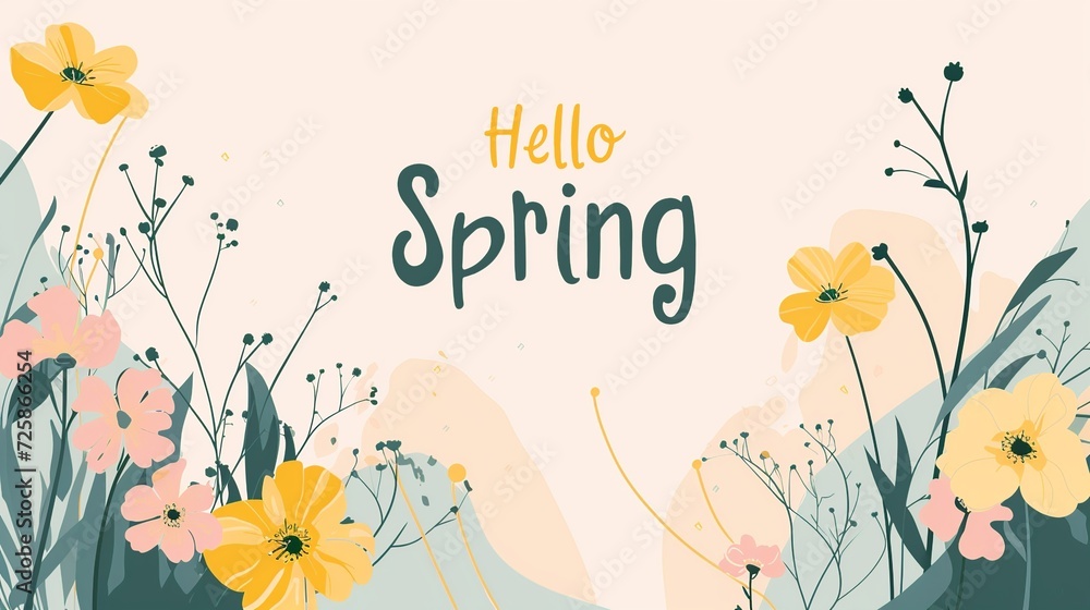 Serene Spring Awakening: Yellow Blooms and Calm Pastels