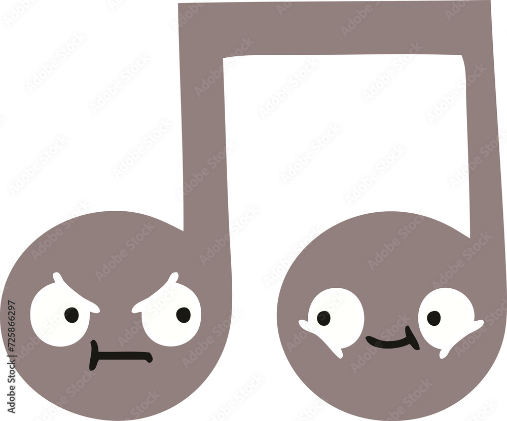 Obraz premium flat color retro cartoon musical note