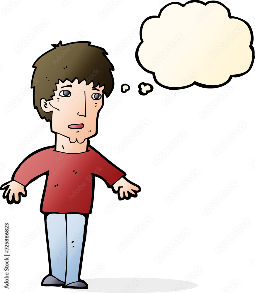 Fototapeta premium cartoon surprised man with thought bubble