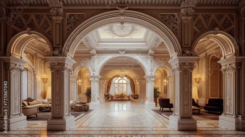 Victorian-style interior archway opening, showcasing intricate architectural details that exude sophistication and grandeur, evoking the charm of a bygone era.