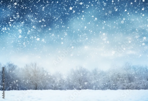 winter snow landscape with snowflakes