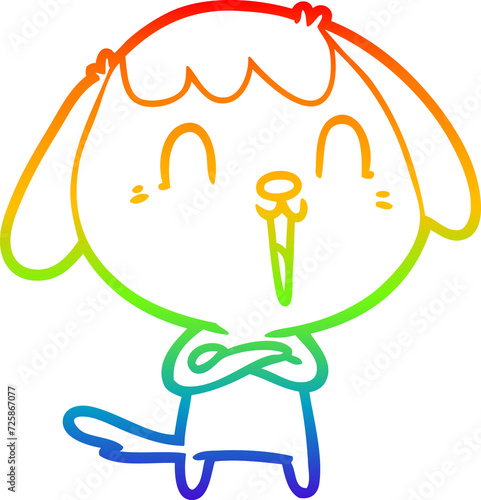 rainbow gradient line drawing cute cartoon dog