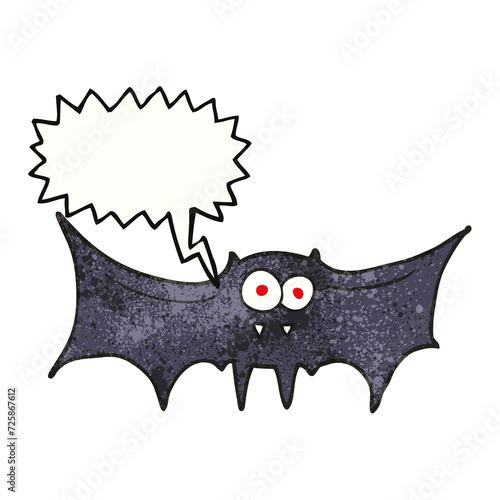 speech bubble textured cartoon vampire bat