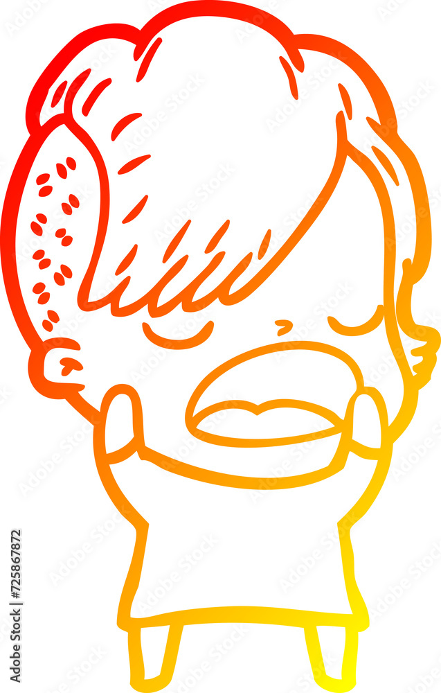 warm gradient line drawing cartoon cool hipster girl talking warm gradient line drawing cartoon cool hipster girl talking