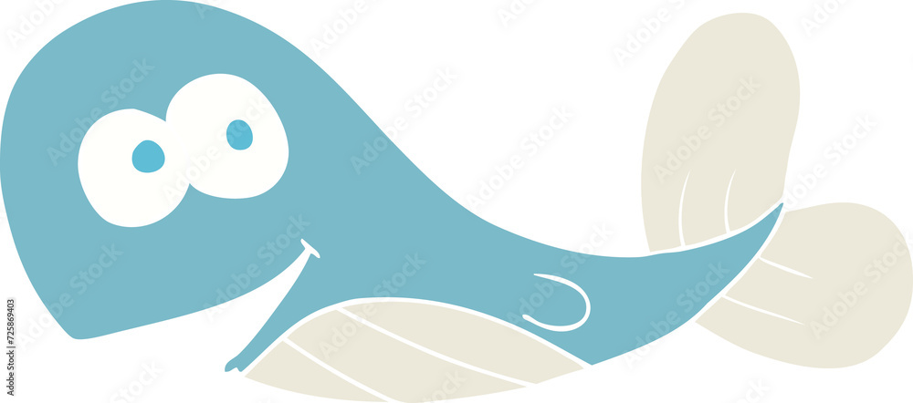 Fototapeta premium flat color illustration of a cartoon whale
