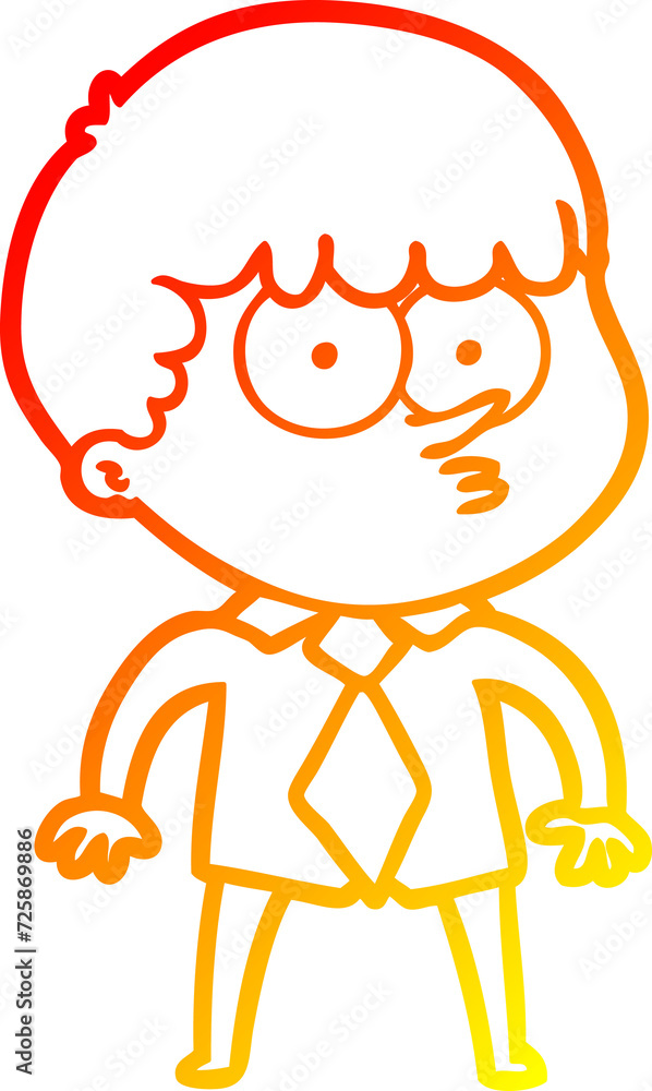 warm gradient line drawing cartoon nervous boy in shirt and tie warm gradient line drawing cartoon nervous boy in shirt and tie