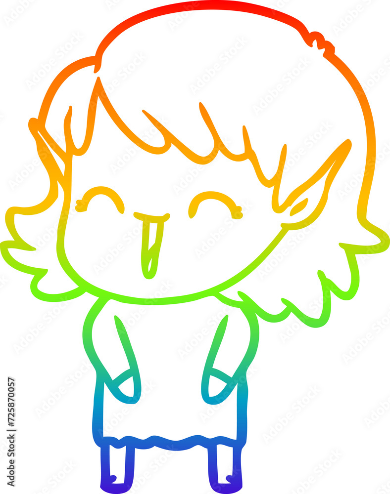 rainbow gradient line drawing cartoon elf girl rainbow gradient line drawing cartoon elf girl