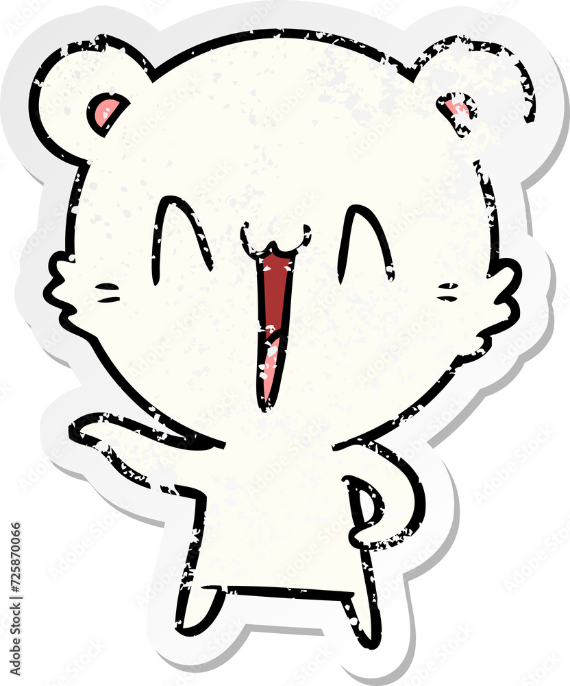 distressed sticker of a laughing polar bear cartoon distressed sticker of a laughing polar bear cartoon