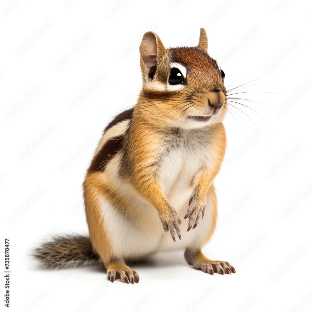a chipmunk, studio light , isolated on white background a chipmunk, studio light , isolated on white background